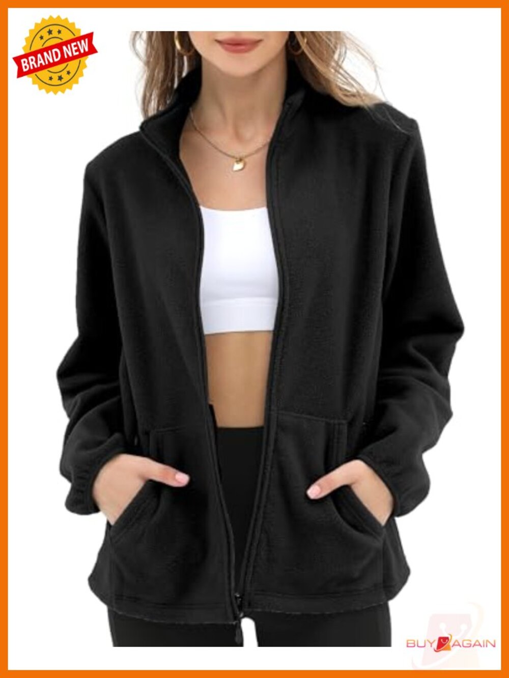 Argstar Women's Fleece Jacket 6 Pockets Full Zip Lightweight Coat